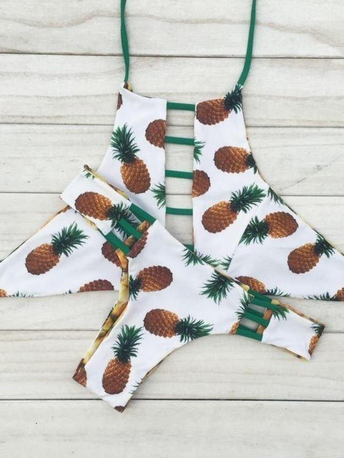 Reversible Pineapple Print Bikini - Boho Buys