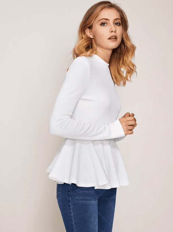 Dina Ribbed Peplum Top