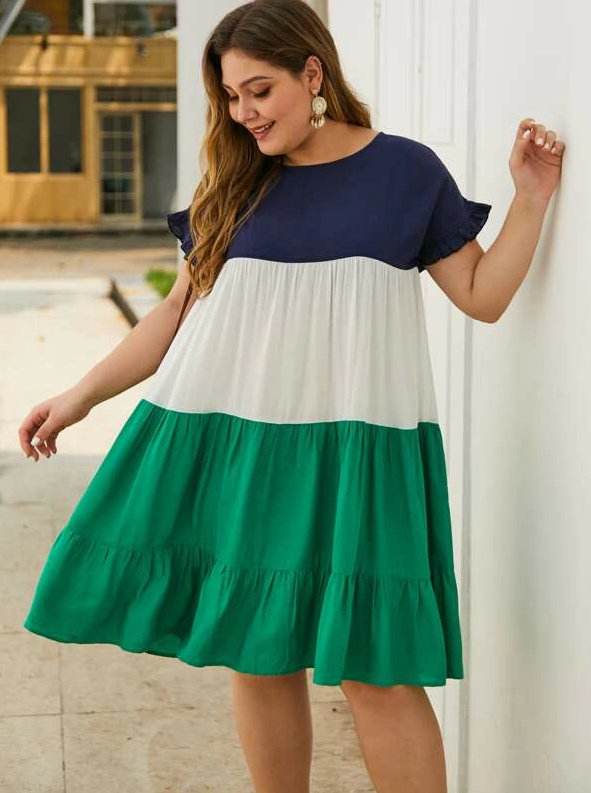 Plus Size Colour Block Dress Boho Buys