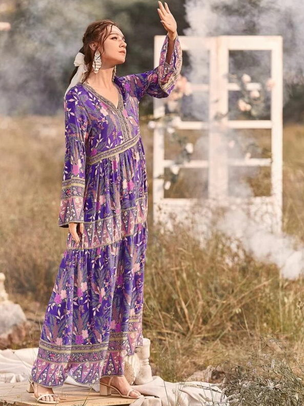 Purple boho online maxi dress