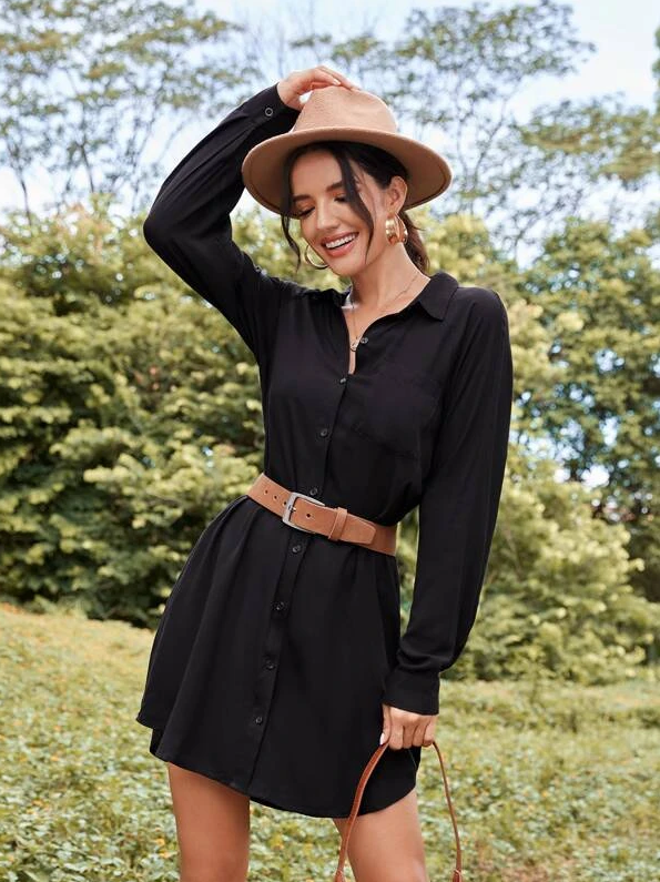 Hampton Shirt Dress | BLACK - Boho Buys