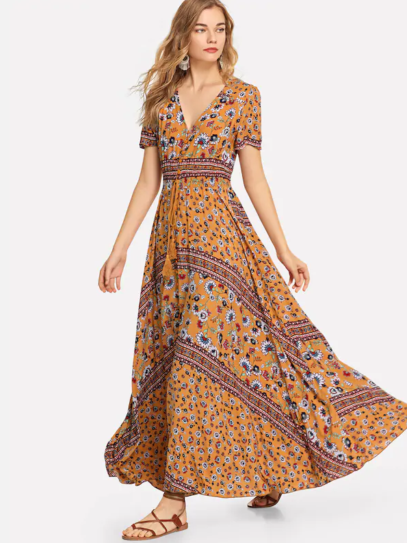 Boho Print Maxi Dress - Boho Buys
