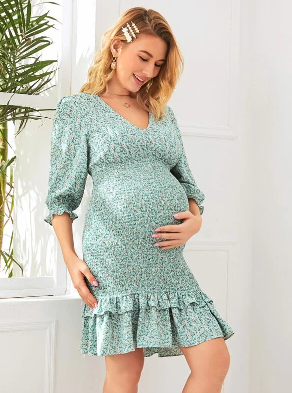 BOHO BUMP Aleksa Shirred Dress - Boho Buys