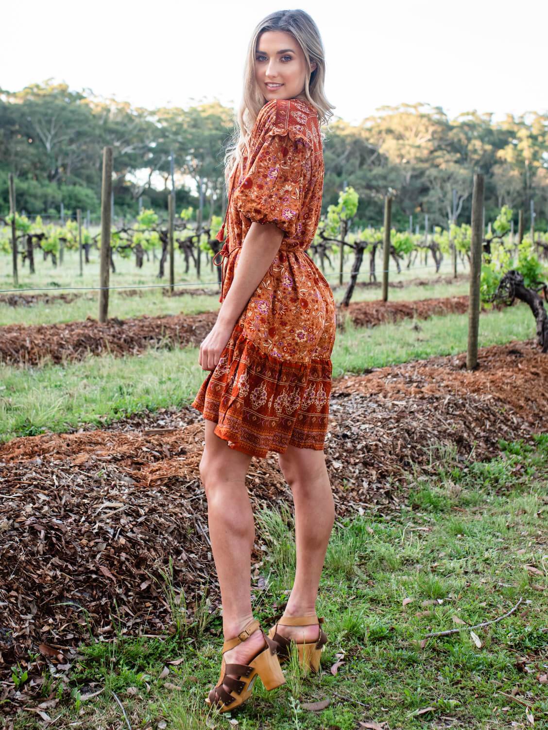 Boho rust dress sales